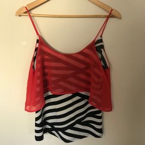Zebra Striped Tank w/ Red Bandeau!